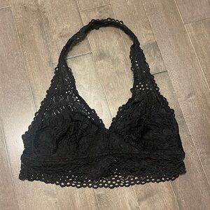 Aerie black lace halter bralette top